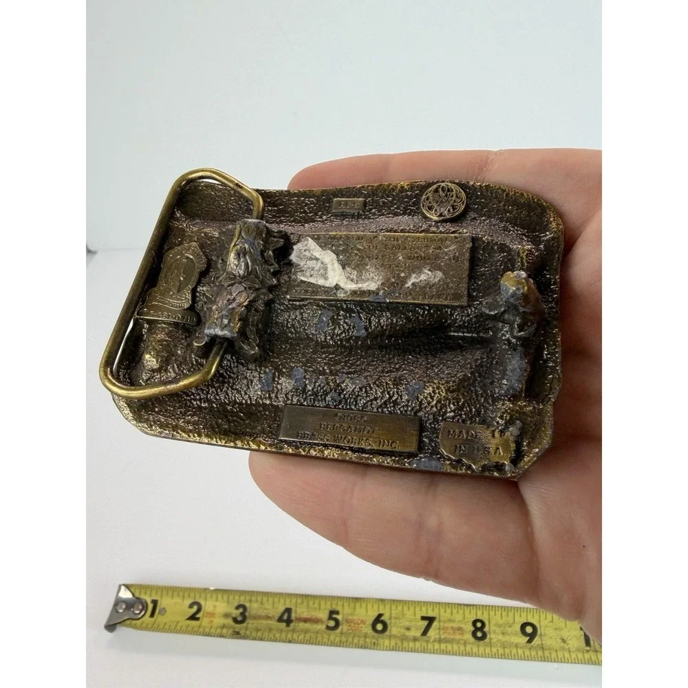 Bergamot Brass Works Belt Buckle USS Arizona Memorial Pearl Harbor Hawaii 1985